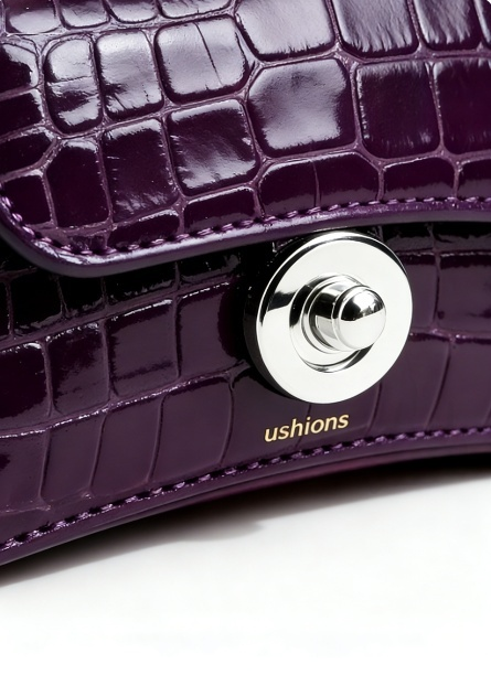 Amethyst Grid-Purple Croc-Embossed Mini Top-Handle Bag