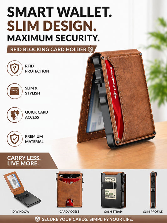 Aluminum Bifold Pop - Up RFID Blocking Credit Card Holder