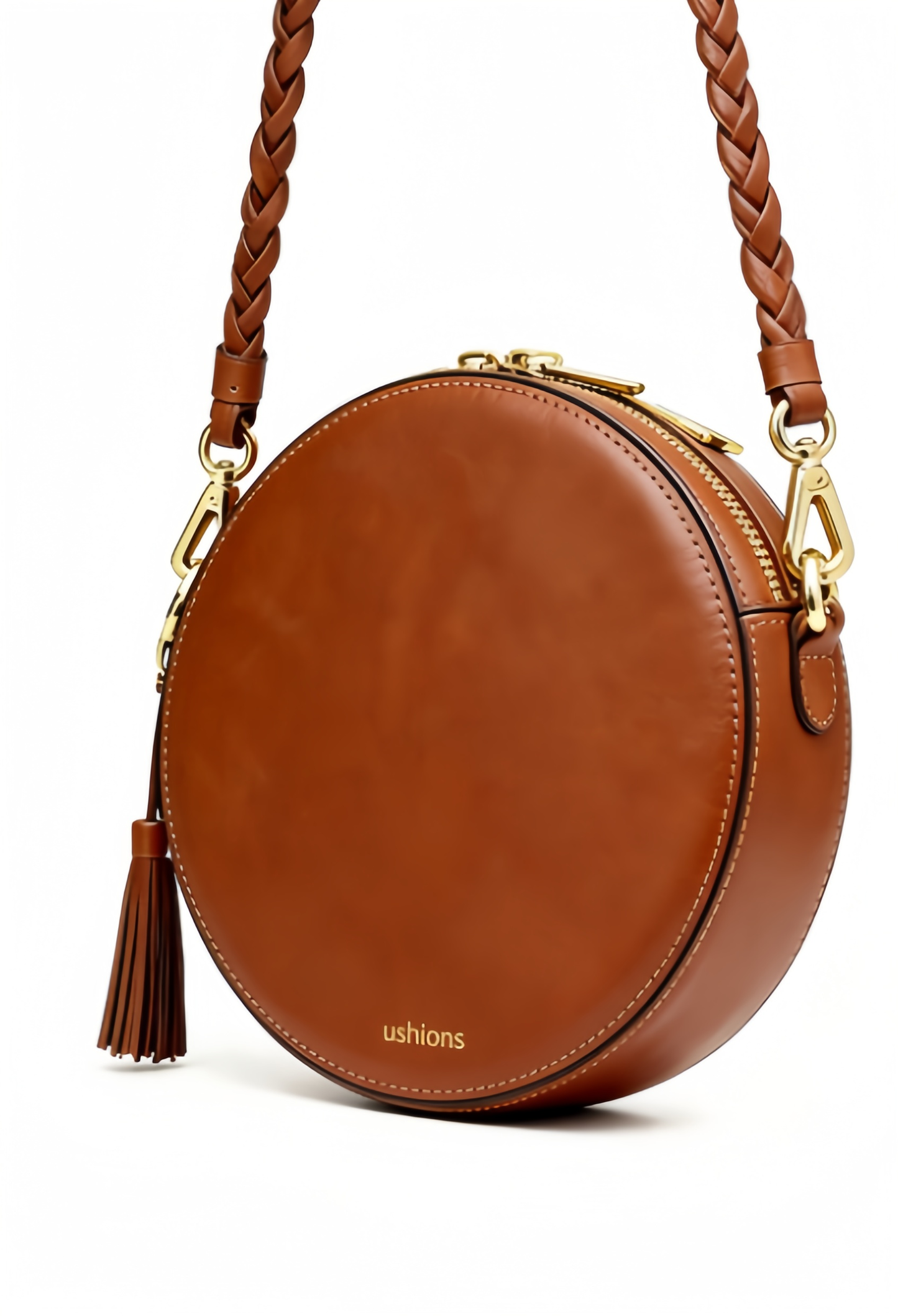 Riverside Weaver-Brown Woven Round Top - Handle Bag