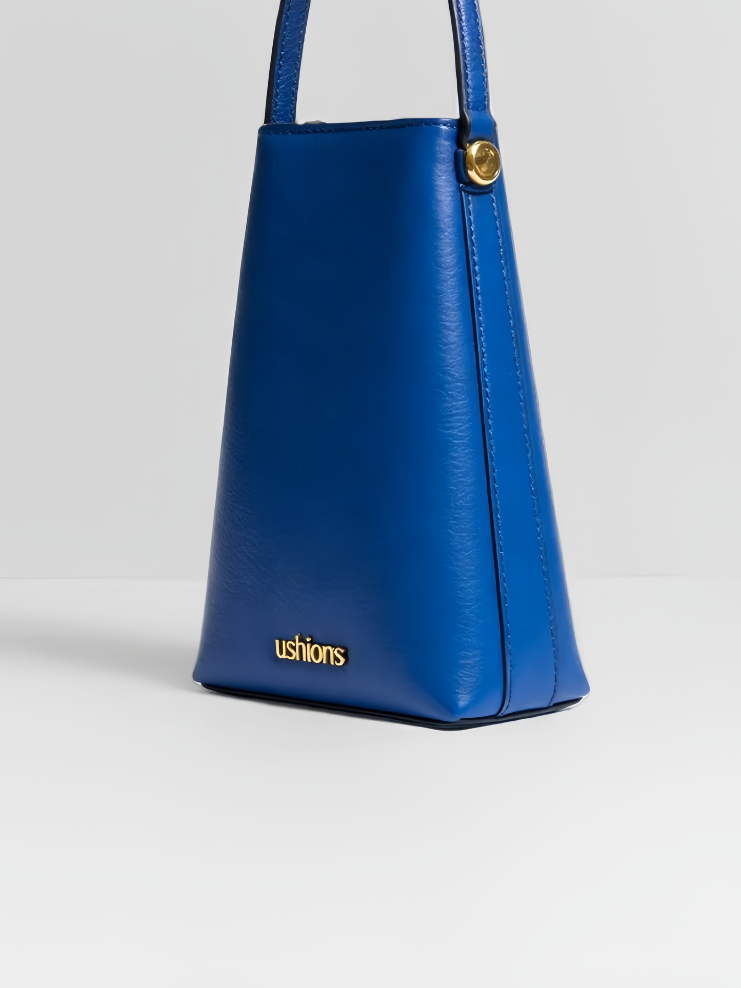 Ushions Vibrant Blue Textured Leather Cone Top-Handle Bag