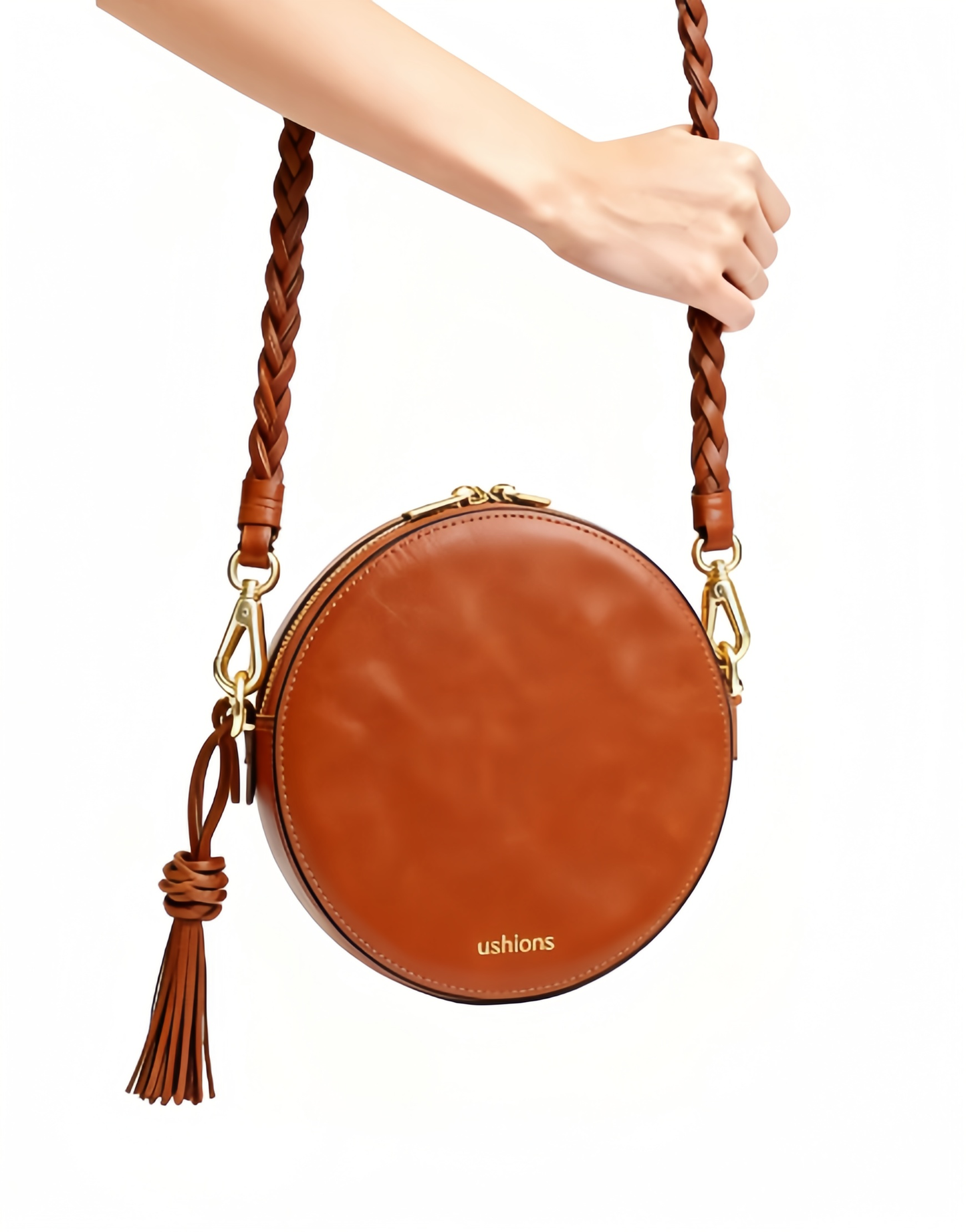 Riverside Weaver-Brown Woven Round Top - Handle Bag