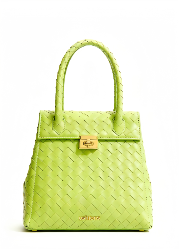 Portofino Tote- Lime Green Woven Top - Handle Bag