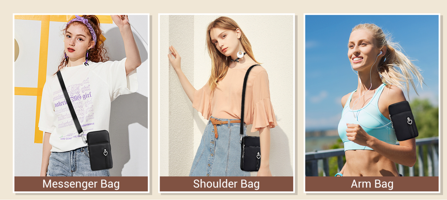 Mini Nylon Crossbody Bag for Women - Small adjustable strap