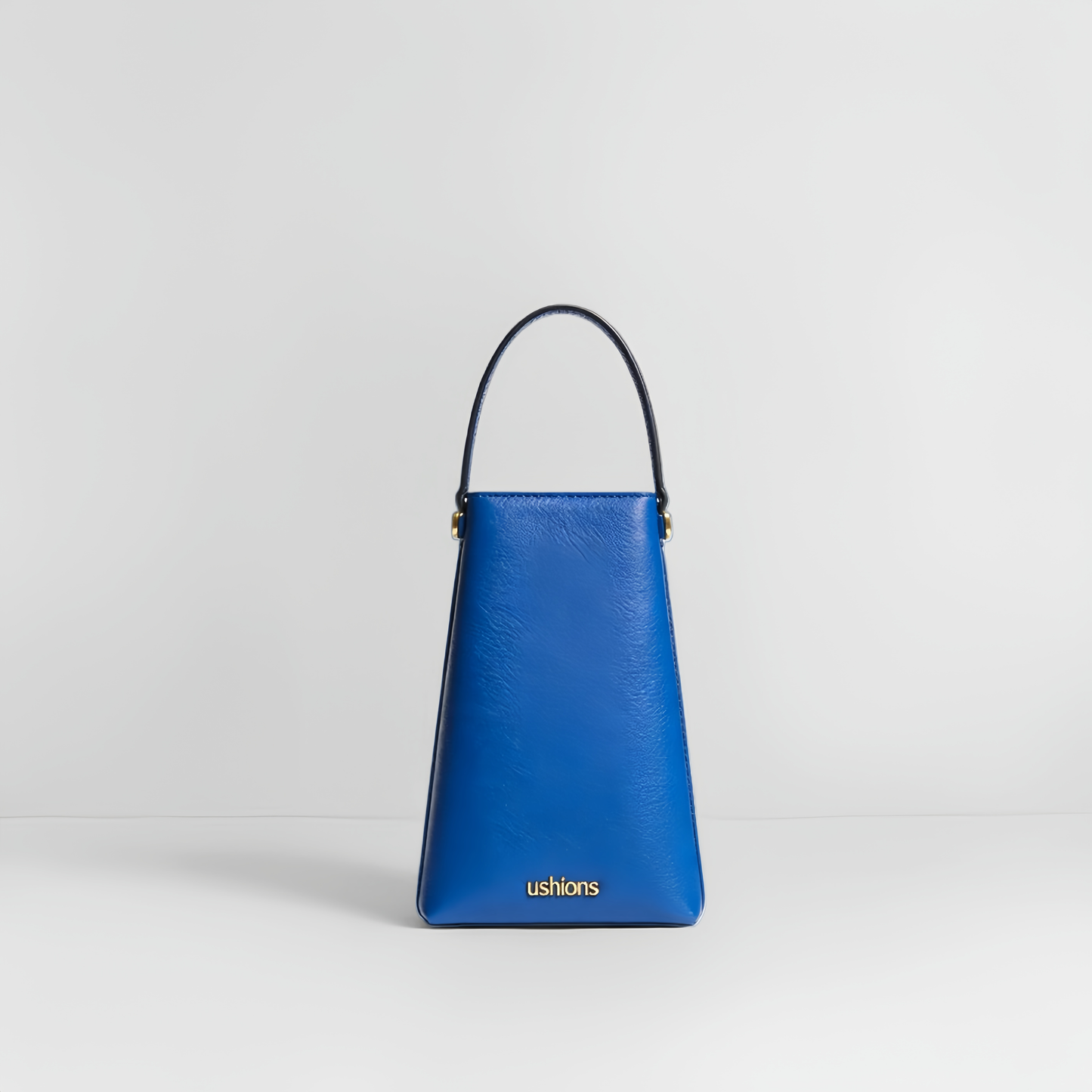 Ushions Vibrant Blue Textured Leather Cone Top-Handle Bag
