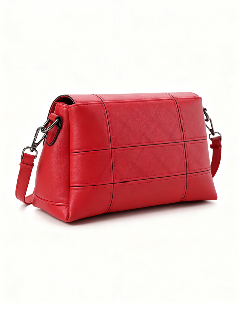 Red Crossbody Bag with Silver Hardware