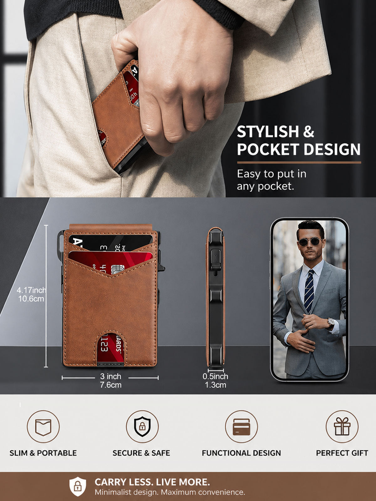 Aluminum Bifold Pop - Up RFID Blocking Credit Card Holder