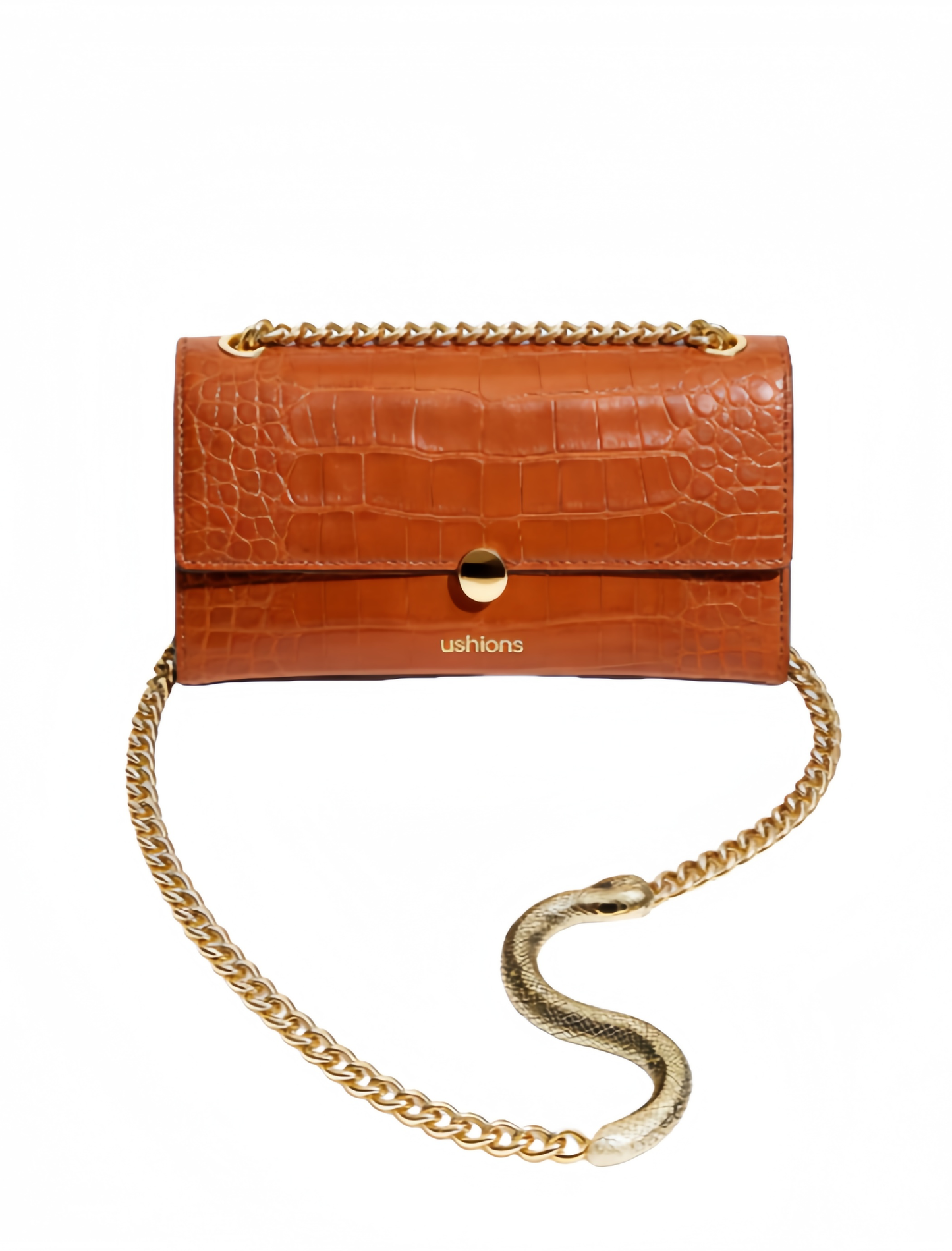 Dune Legacy- Tan Croc-Embossed Chain Shoulder Bags