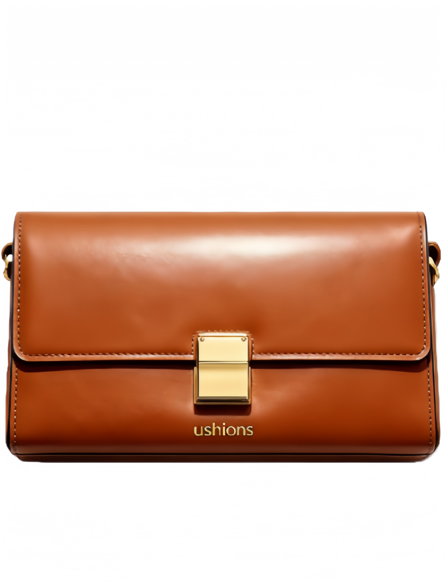 Tan Leather Flap Crossbody Bag with Gold Clasp