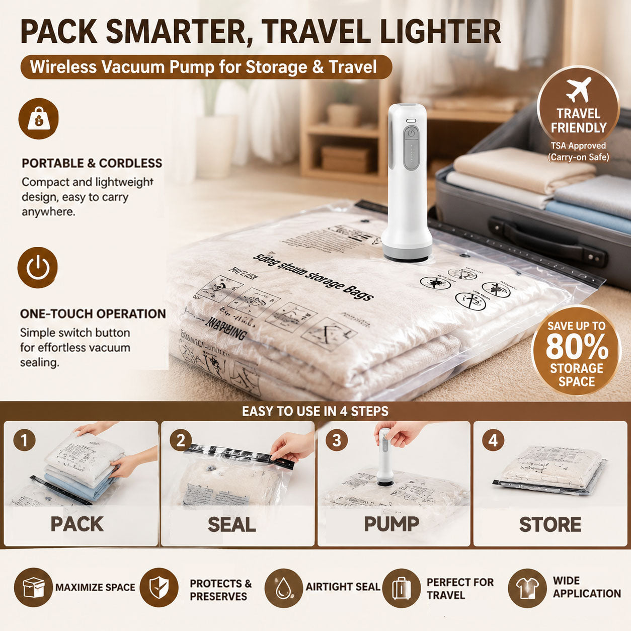 Travel Vacuum Storage – Perfect for Carry-On Suitcases