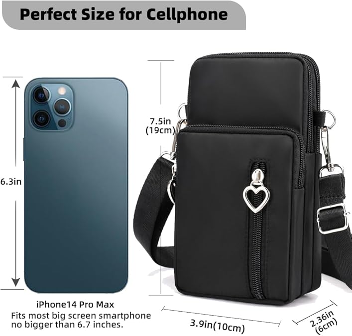 Mini Nylon Crossbody Bag for Women - Small adjustable strap