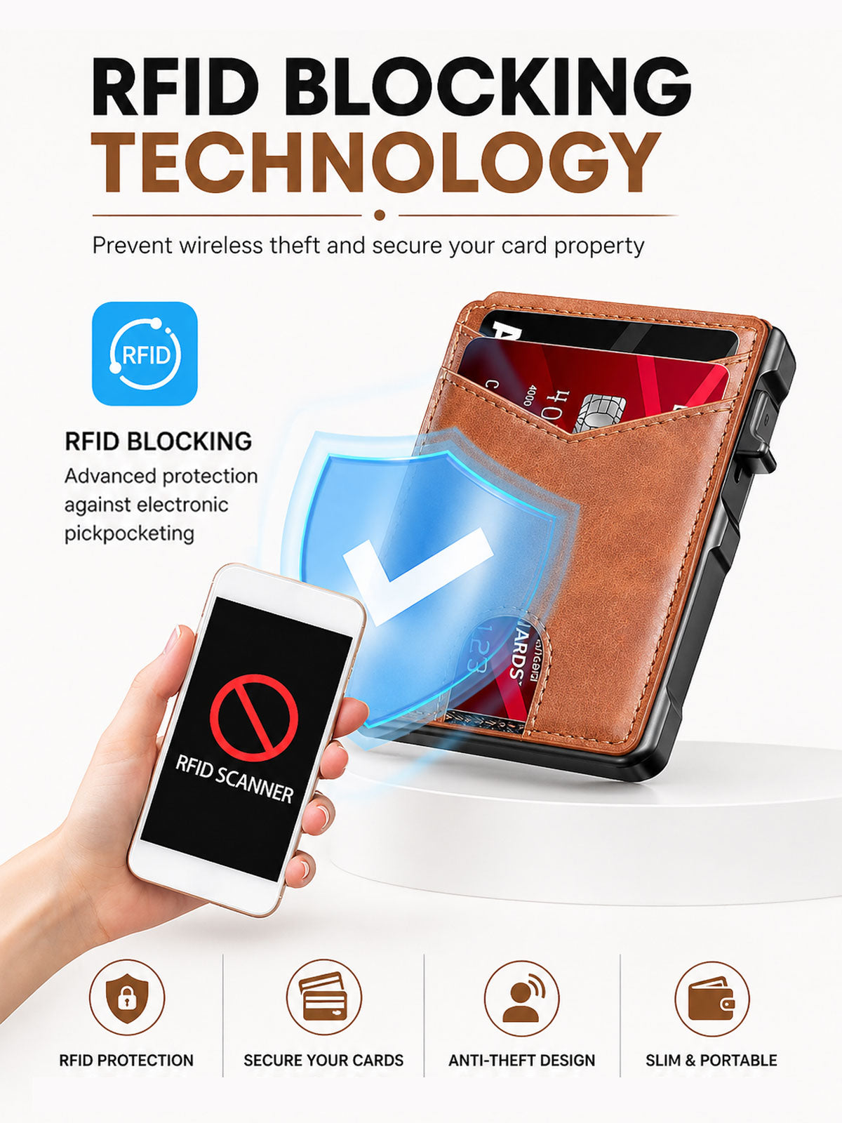 Aluminum Bifold Pop - Up RFID Blocking Credit Card Holder