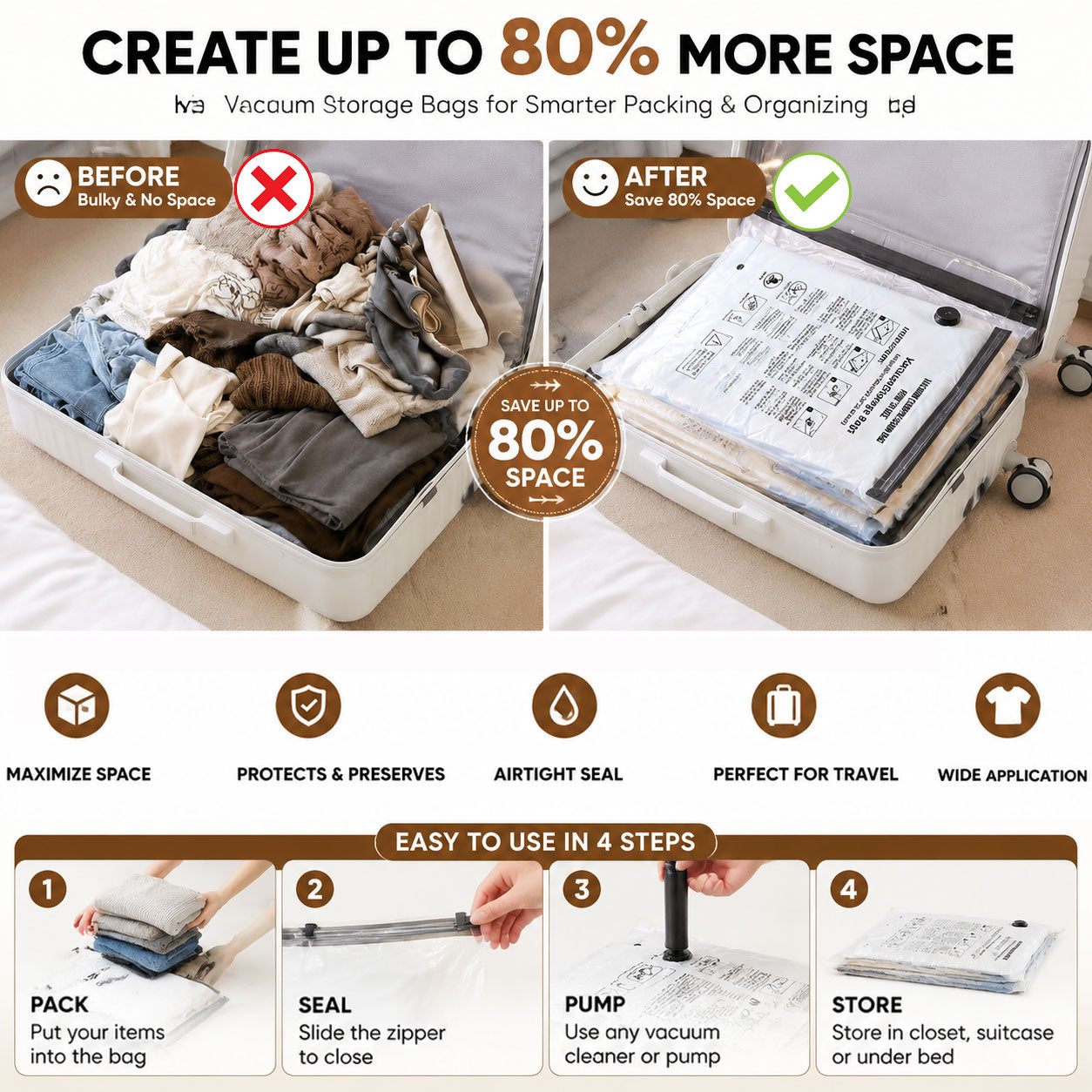 Travel Vacuum Storage – Perfect for Carry-On Suitcases