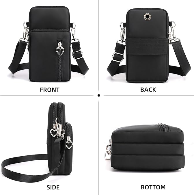 Mini Nylon Crossbody Bag for Women - Small adjustable strap