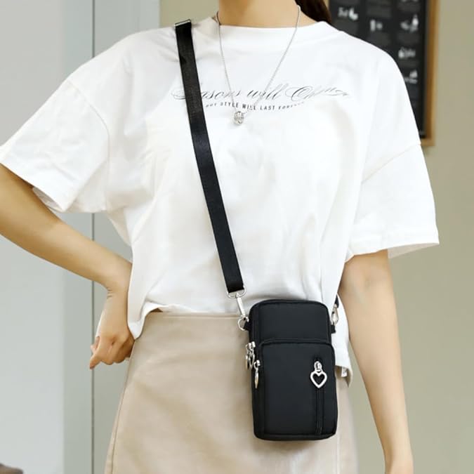 Mini Nylon Crossbody Bag for Women - Small adjustable strap