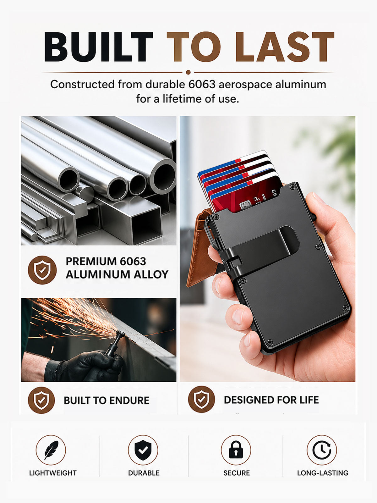 Aluminum Bifold Pop - Up RFID Blocking Credit Card Holder