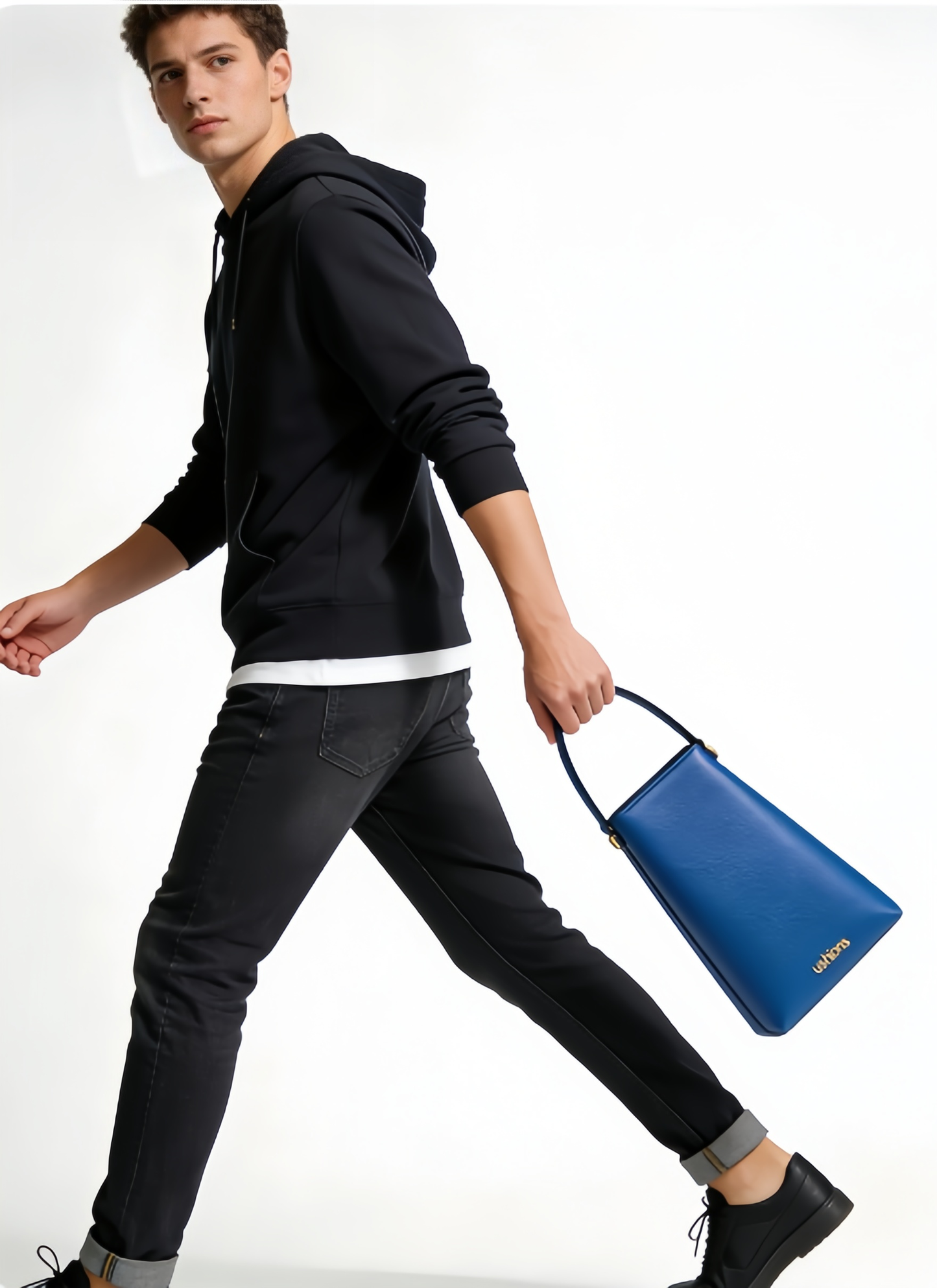 Ushions Vibrant Blue Textured Leather Cone Top-Handle Bag