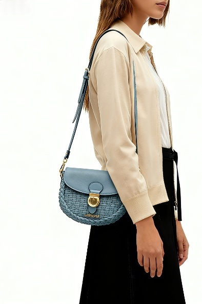 Blue Woven Saddle Bag: Artisanal Charm & Elegance