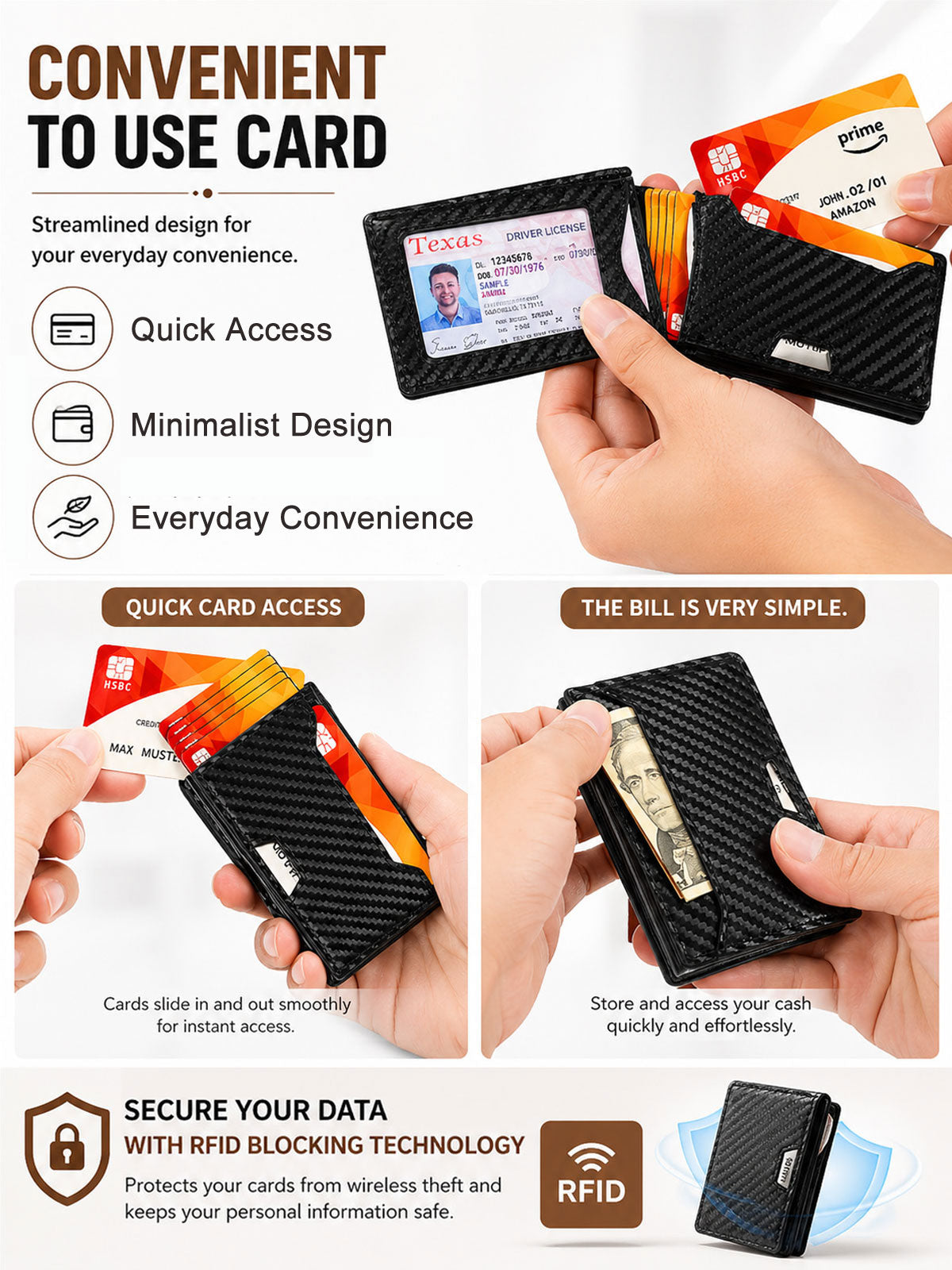Aluminum Bifold Pop - Up RFID Blocking Credit Card Holder