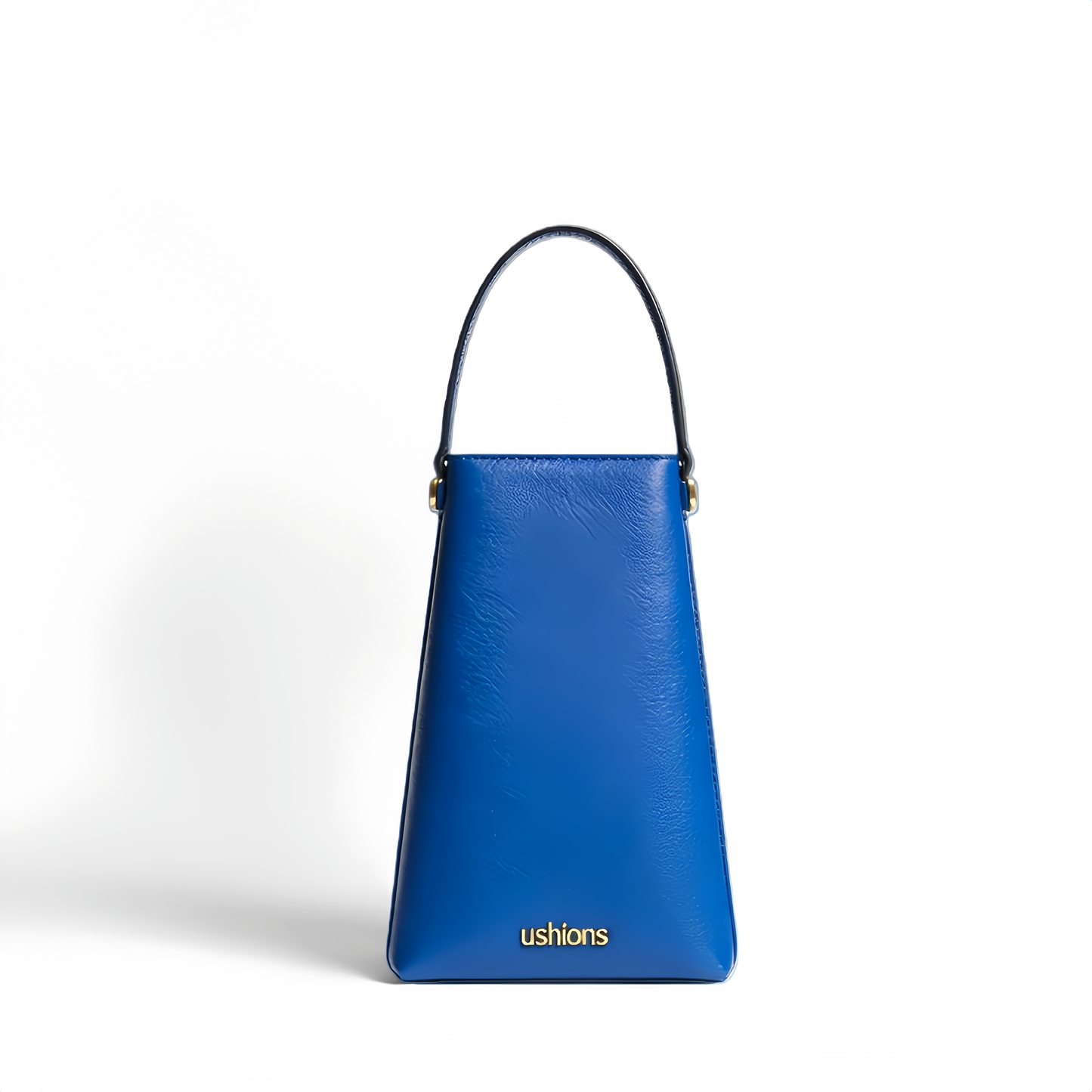 Ushions Vibrant Blue Textured Leather Cone Top-Handle Bag