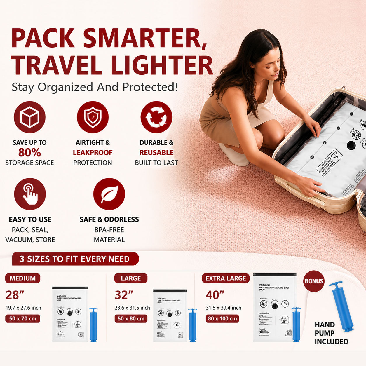 Travel Vacuum Storage – Perfect for Carry-On Suitcases
