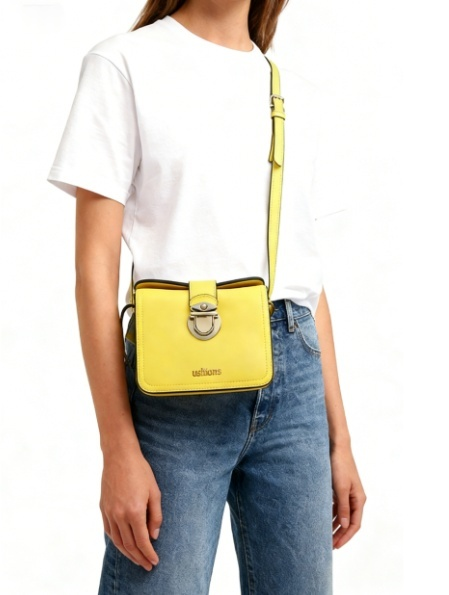 Yellow Crossbody Bag with Silver Hardware