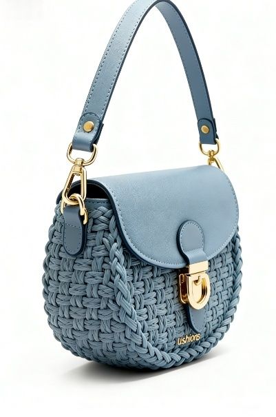 Blue Woven Saddle Bag: Artisanal Charm & Elegance