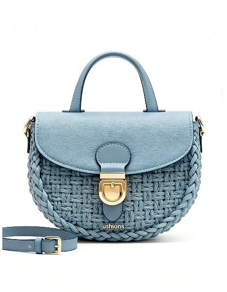 Blue Woven Saddle Bag: Artisanal Charm & Elegance