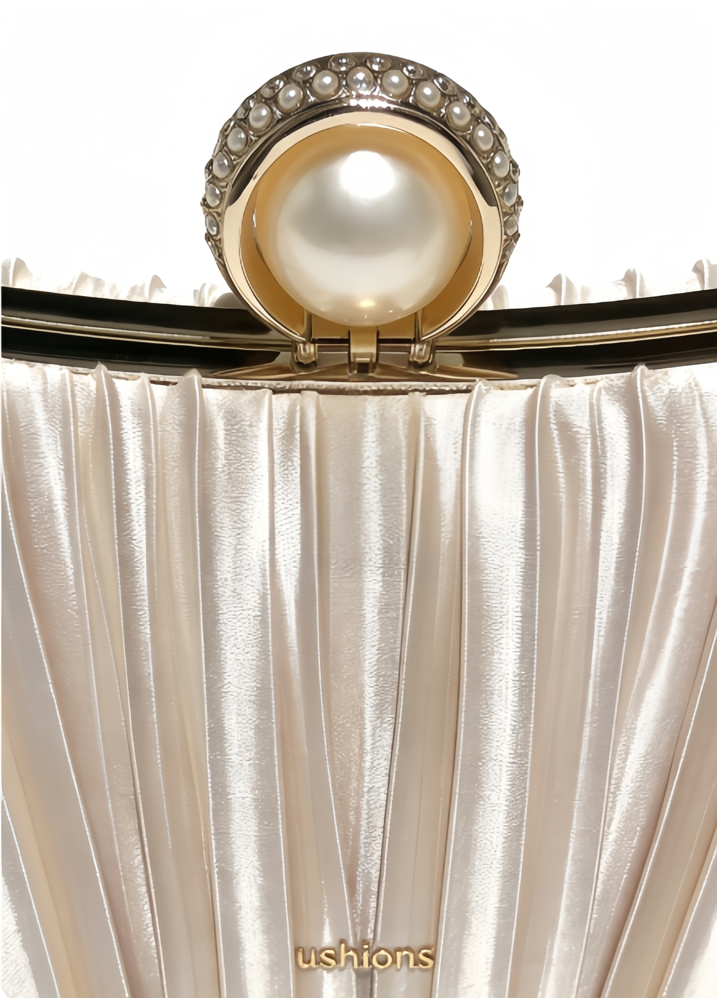 Blush Pearl-Accent Pleated Compact Bag