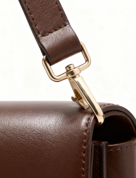 The Curator-Brown Leather Shoulder Bag with Gold Hardware