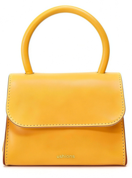 Sun-Stitched &Yellow Top-Handle Mini Bag with Stitch Detail