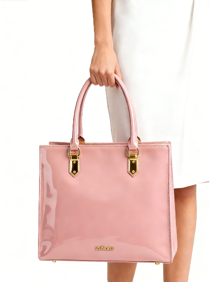 Pink Pulse - Pink Patent Leather Top-Handle Tote Bag