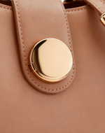 Tan Leather Shoulder Bag with Gold Circular Clasp