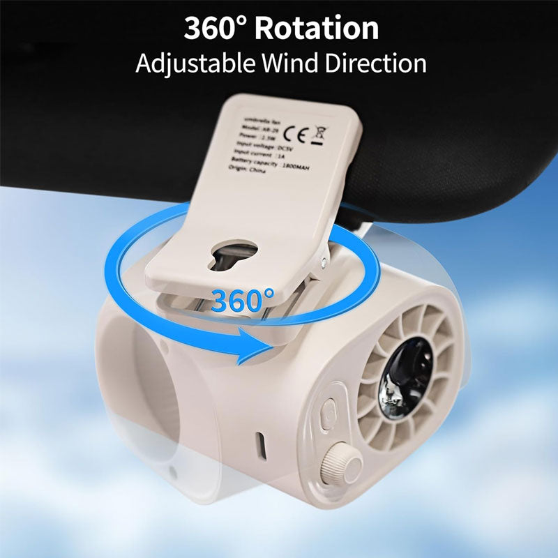 Car Clip On Fan 360° Rotation 100 Speeds Adjustable